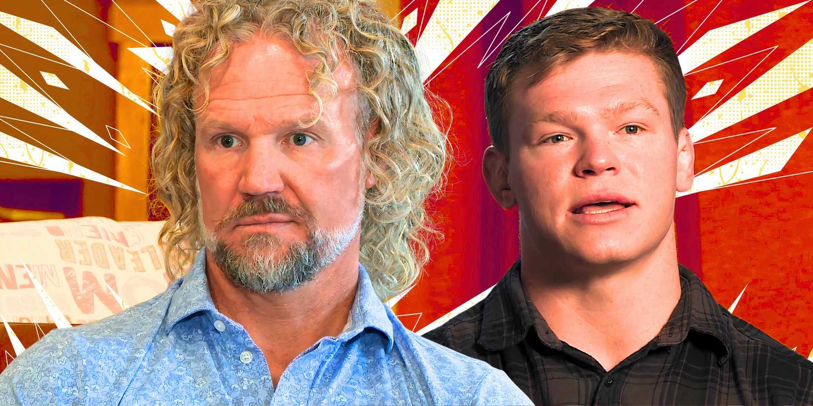 Sister Wives image of Kody Brown and Hunter Brown looking serious