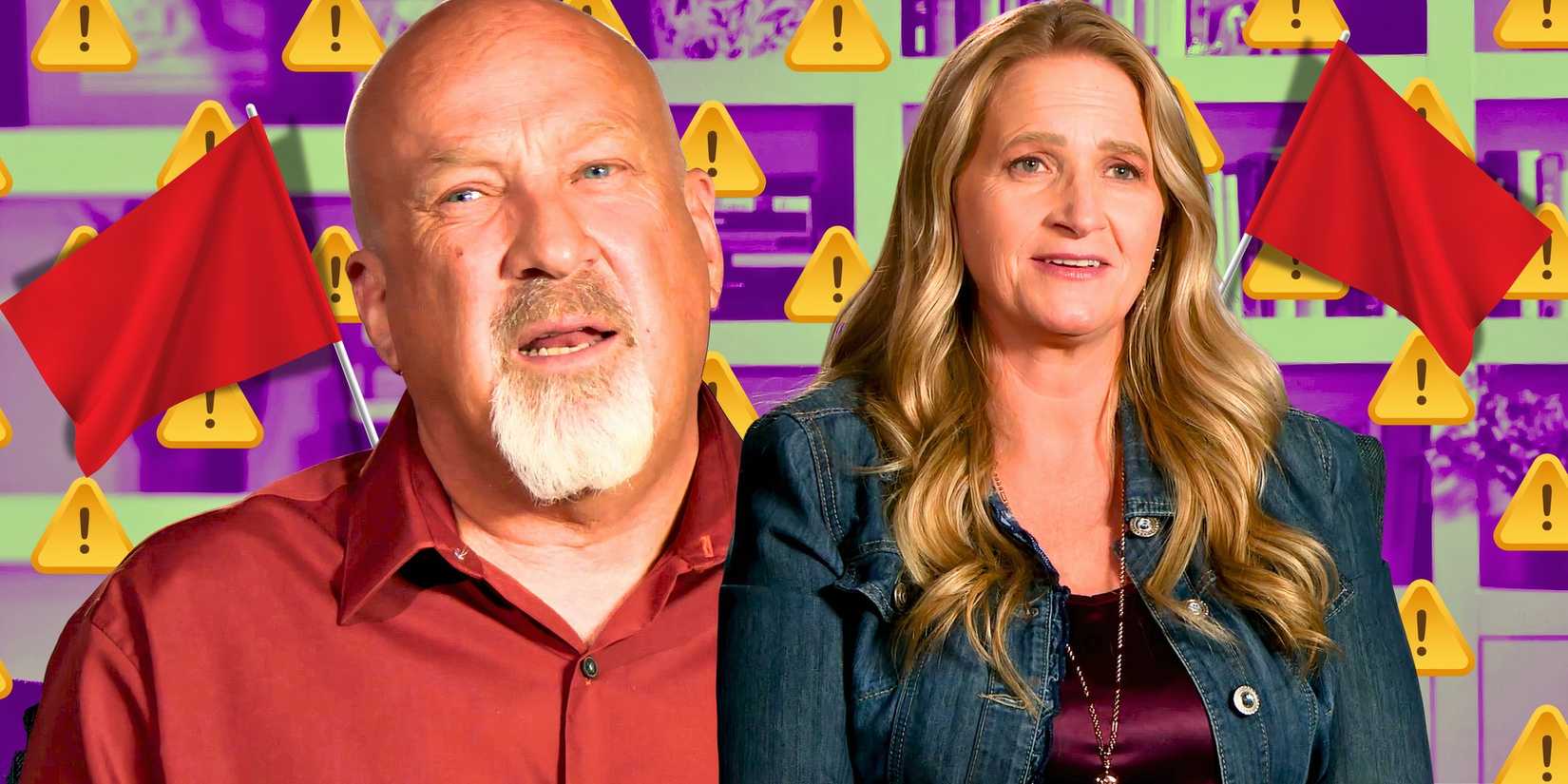 Sister Wives image of David Woolley & Christine with red flags
