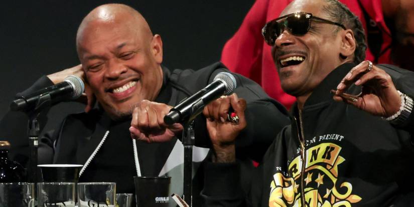 Snoop Dogg and Dr. Dre laugh on N.O.R.E. podcast Drink Champs