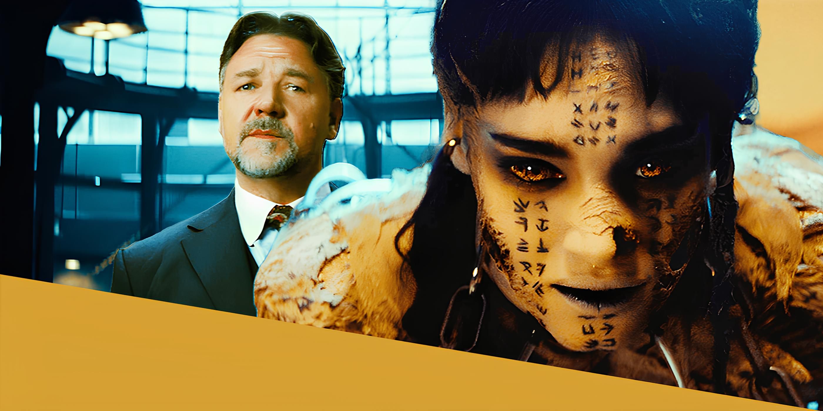 Sofia Boutella as Ahmanet and Russell Crowe as Hyde in 2017 The Mummy