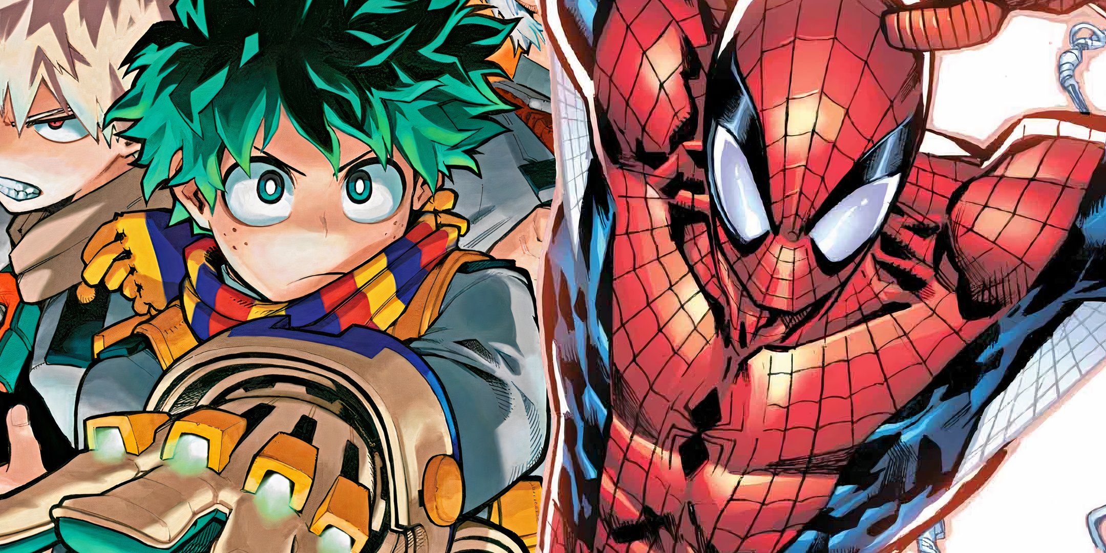  Spider-Man Web Slinging Next to Deku