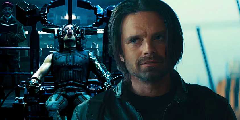 Split image of Bucky Barnes in Captain America Civil War and Thunderbolts*