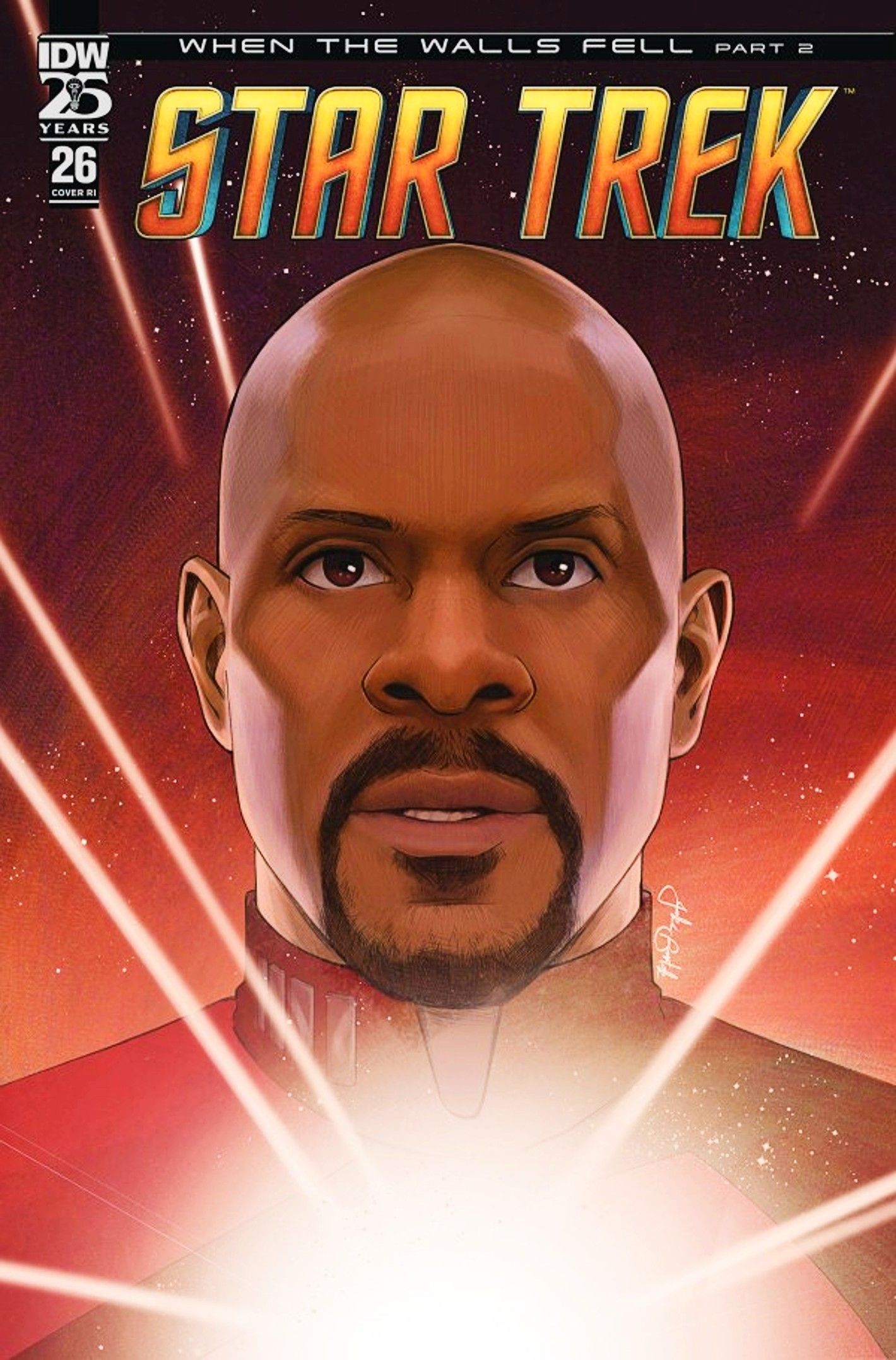 Capa variante de Star Trek #26, Sisko no brilho de um orbe bajoriano