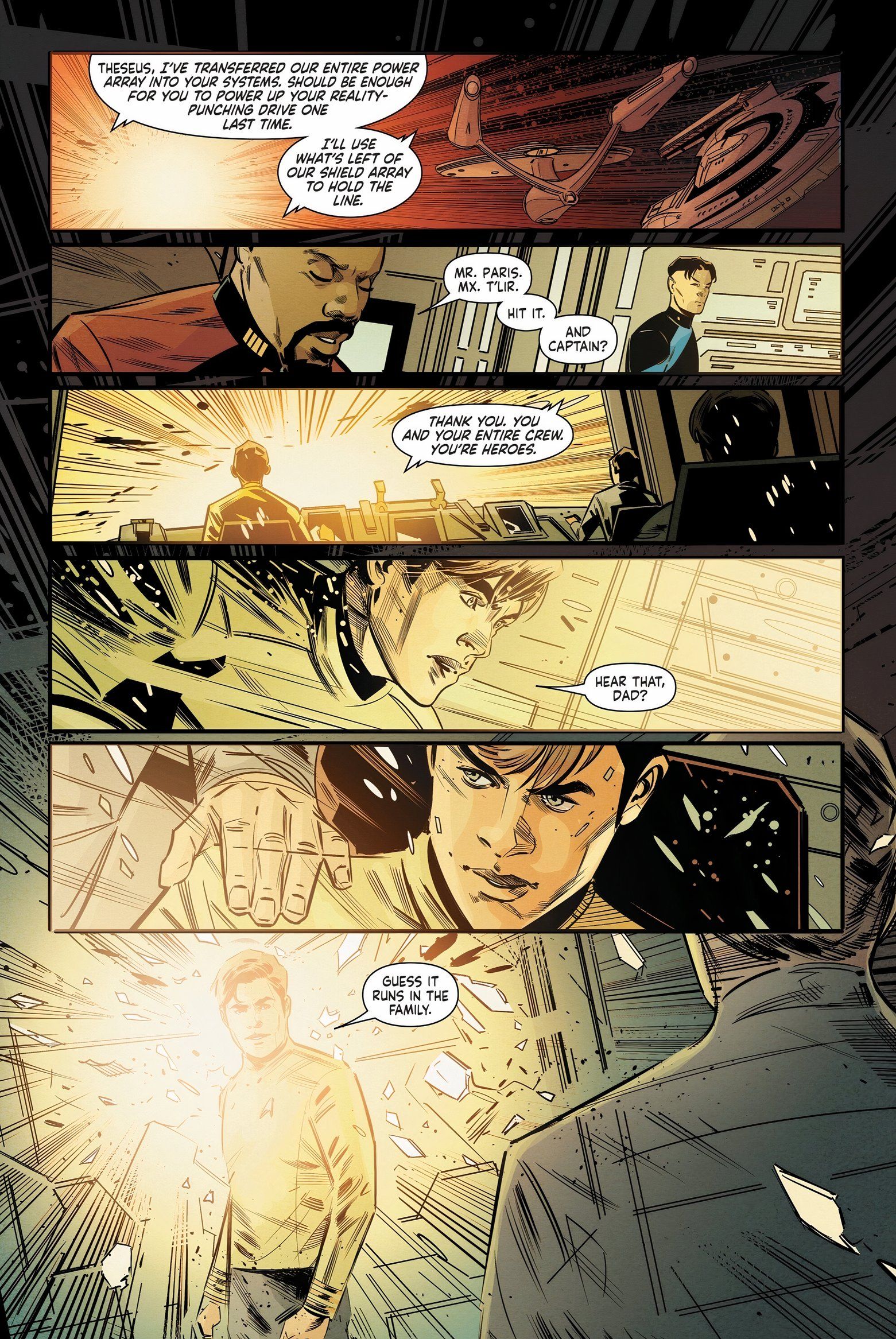 Six panels of Kelvin Kirk having a vision of his father