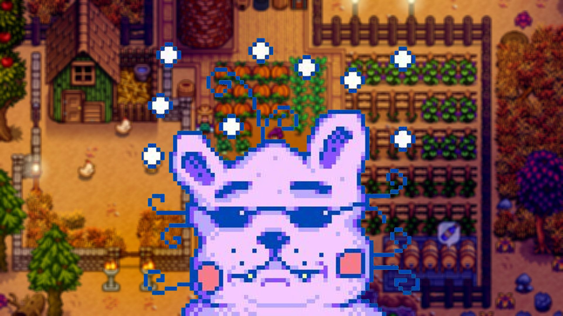 ConcernedApe's logo with a blurred Stardew Valley screenshot in the background.