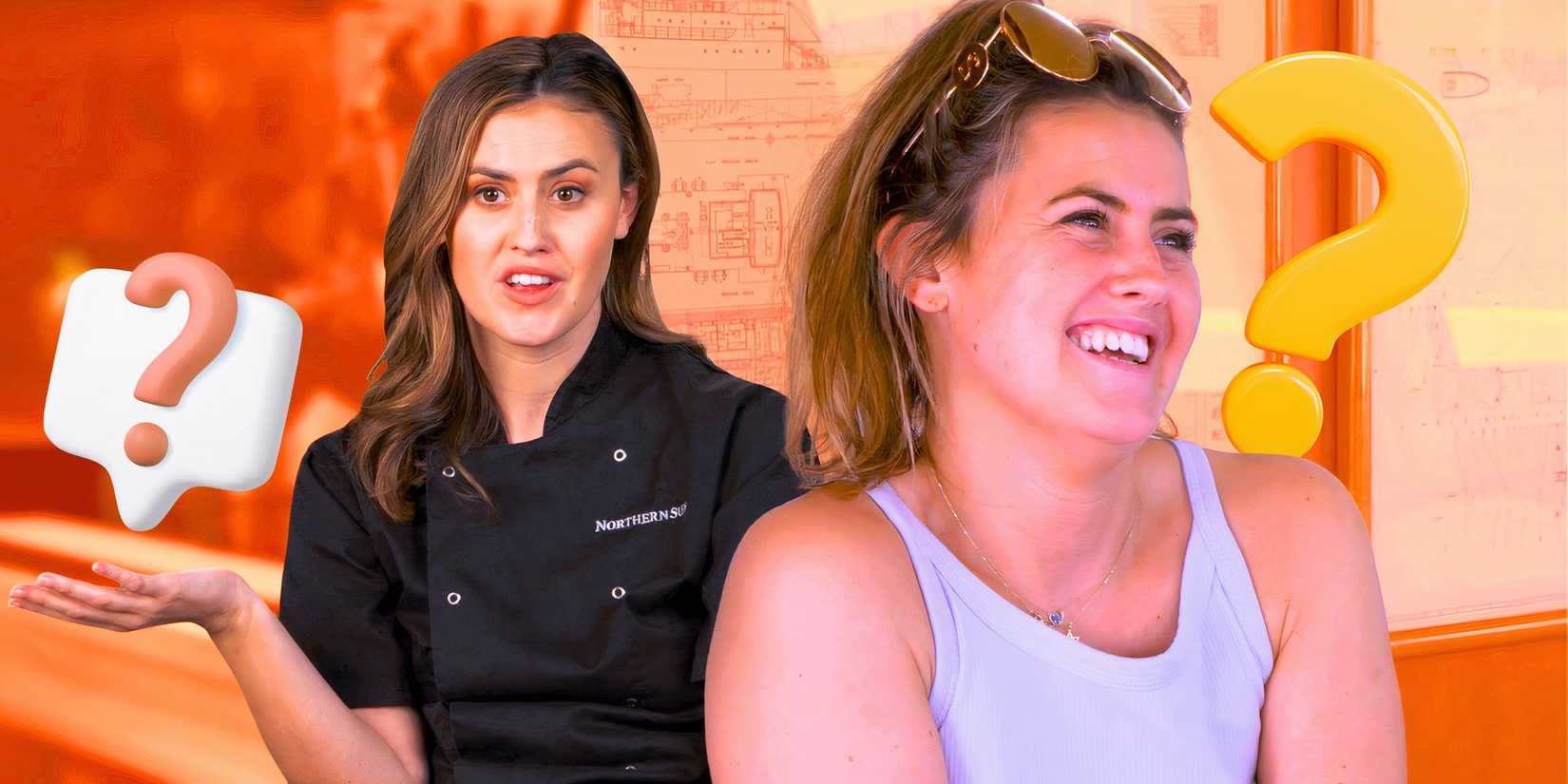 montage of Tzarina Mace-Ralph from below deck down under with question marks