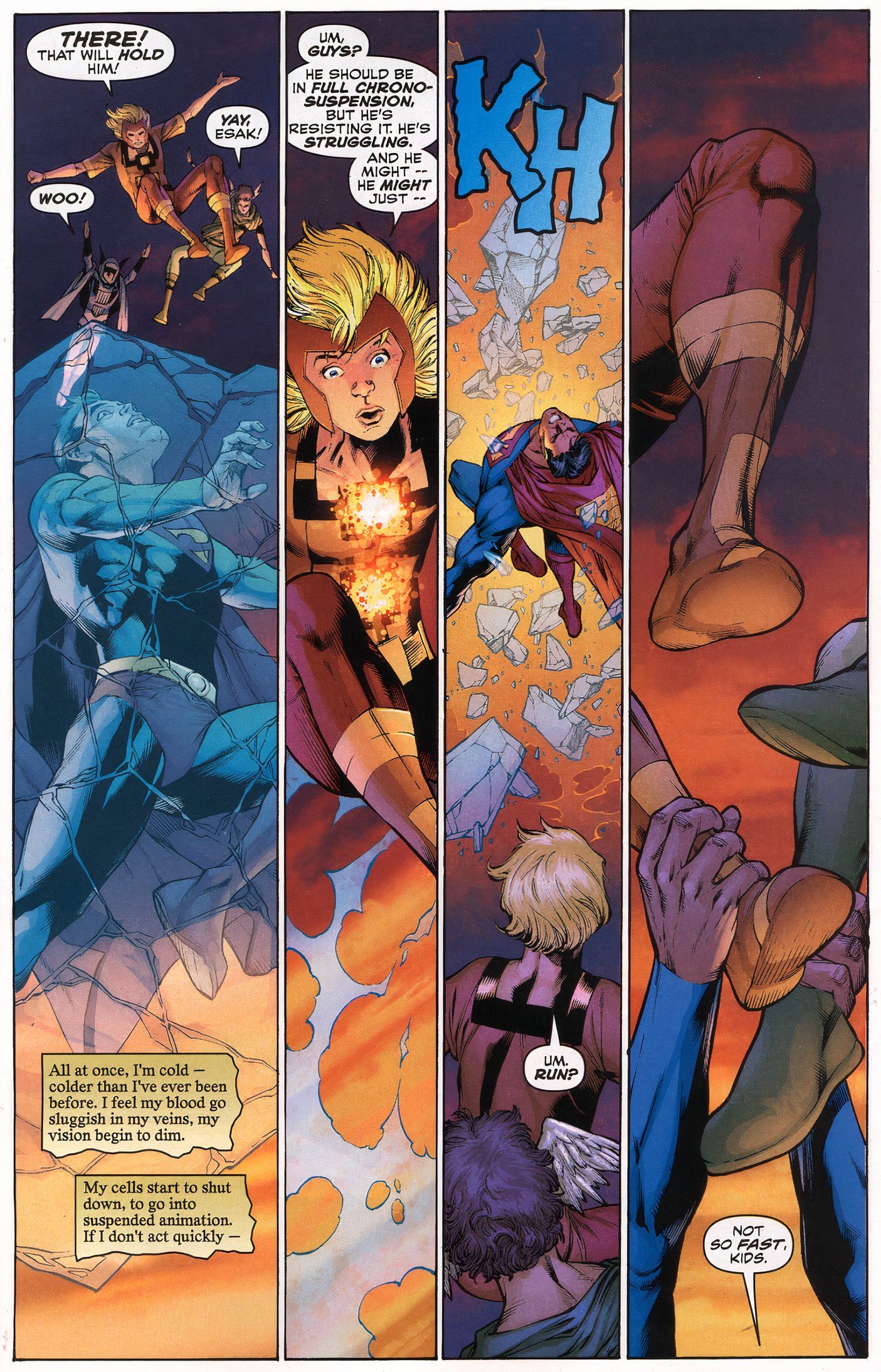 Comic book page: Superman Is Frozen In Time By Esak