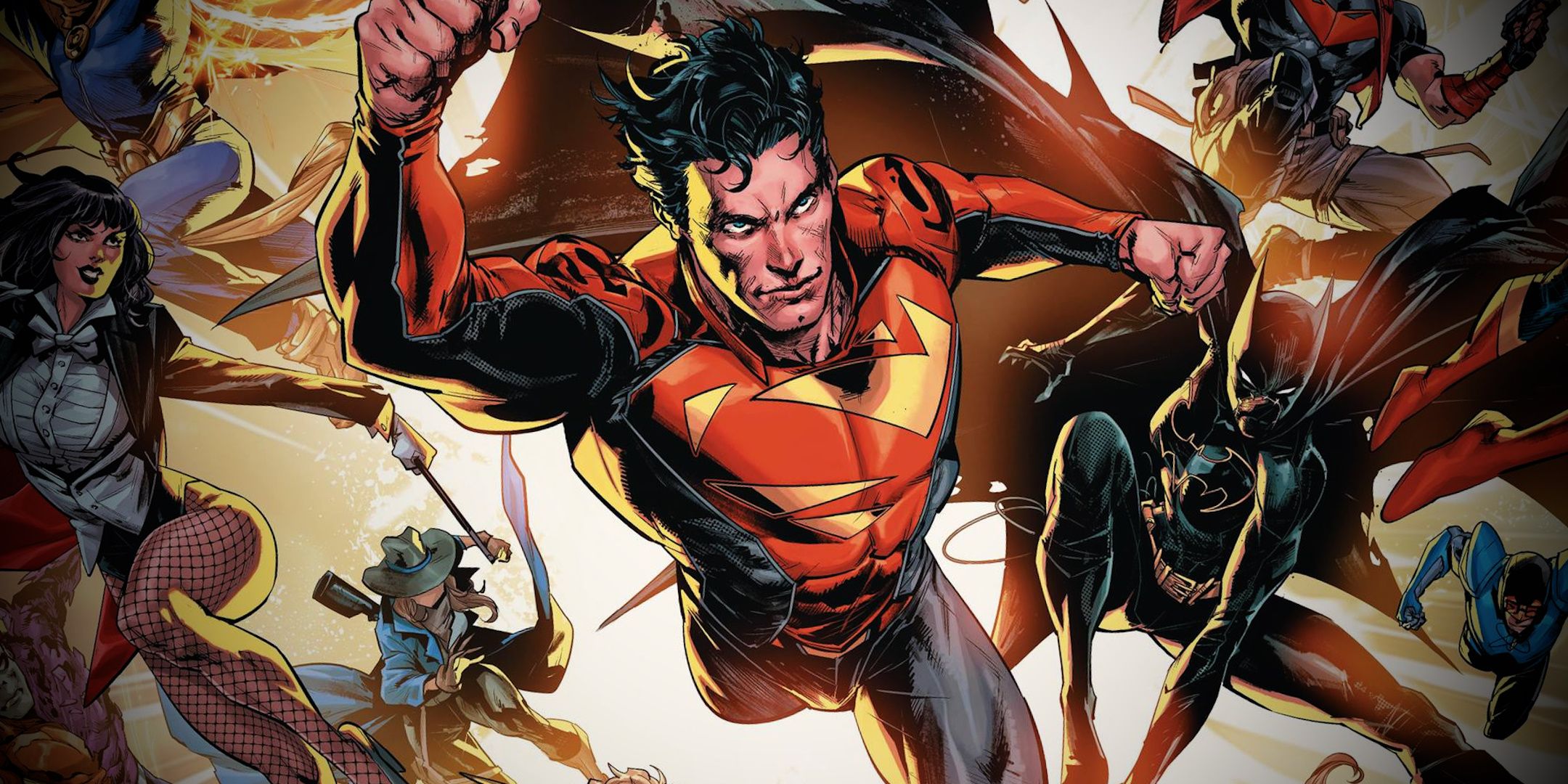 Superman Jon Kent und The Justice League Unbegrenzte Comic-Kunst