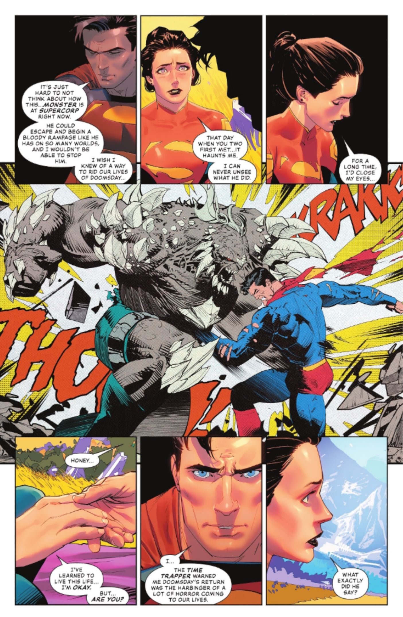 Superman laments that he cannot free himself from Doomsday