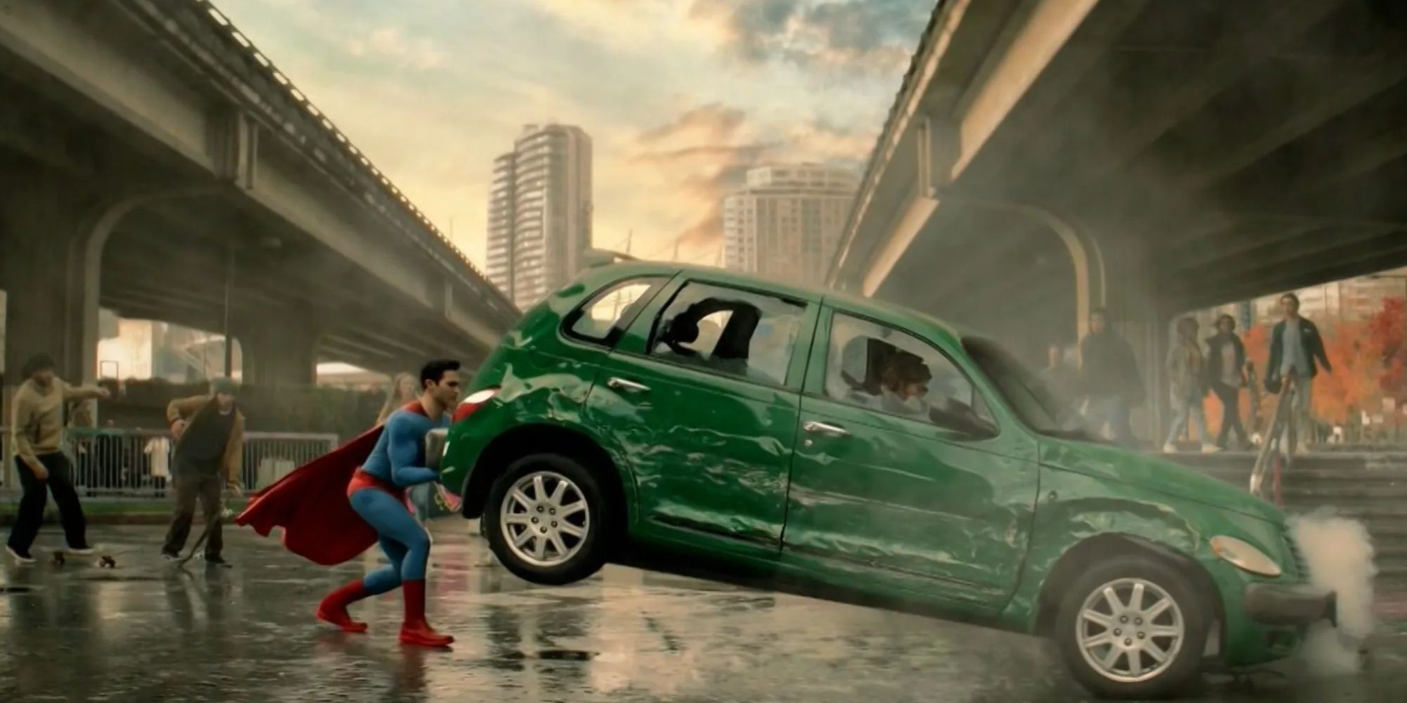 Superman saving green car in Superman & Lois 