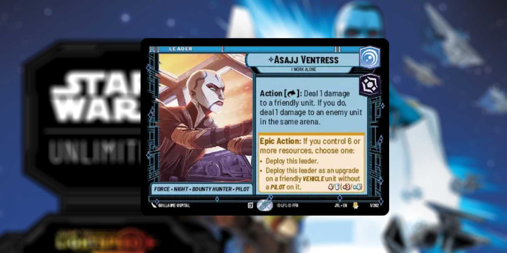 New Asajj Ventress Leader Card in Star Wars Unlimited