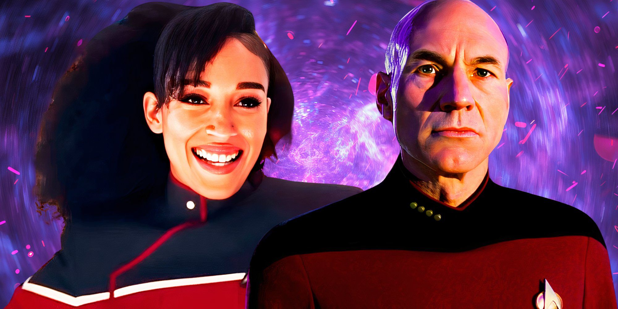 Tawny Newsome as Mariner in live-action and Captain Picard from Star Trek The Next Generation