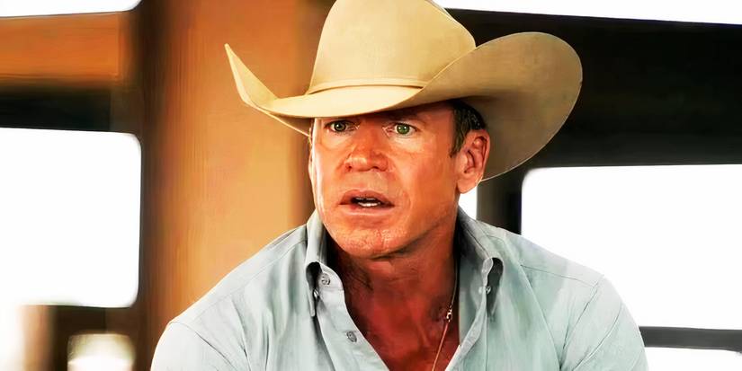 Taylor Sheridan looking surprised as Travis in Yellowstone season 5 