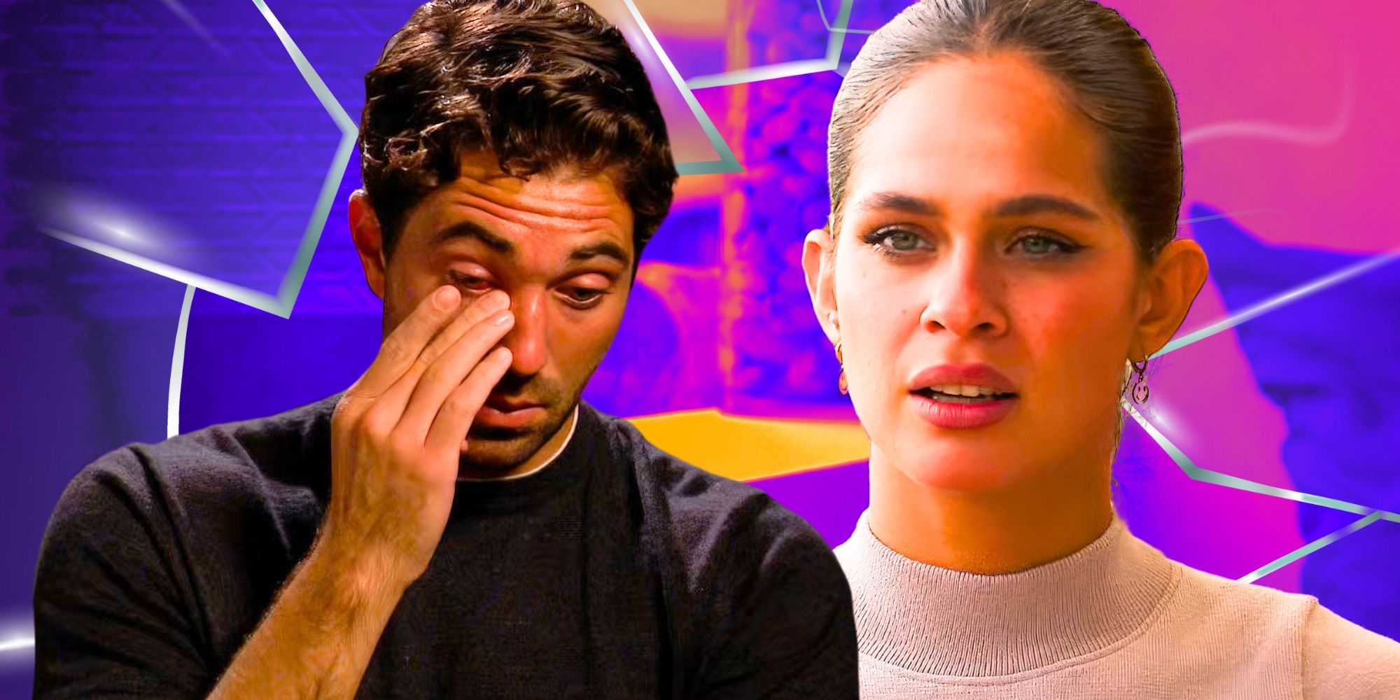 The Bachelor’s Kelsey Anderson looks upset and Joey Graziadei wipes a tear away