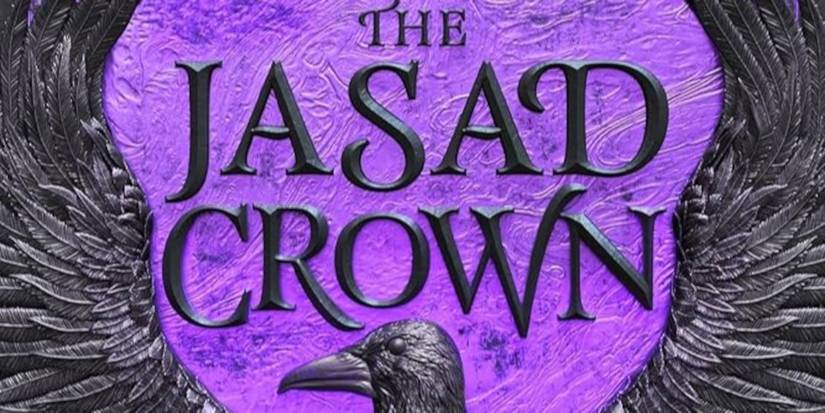 The Jasad Crown cover featuring a crow, the title text in black, and a purple background