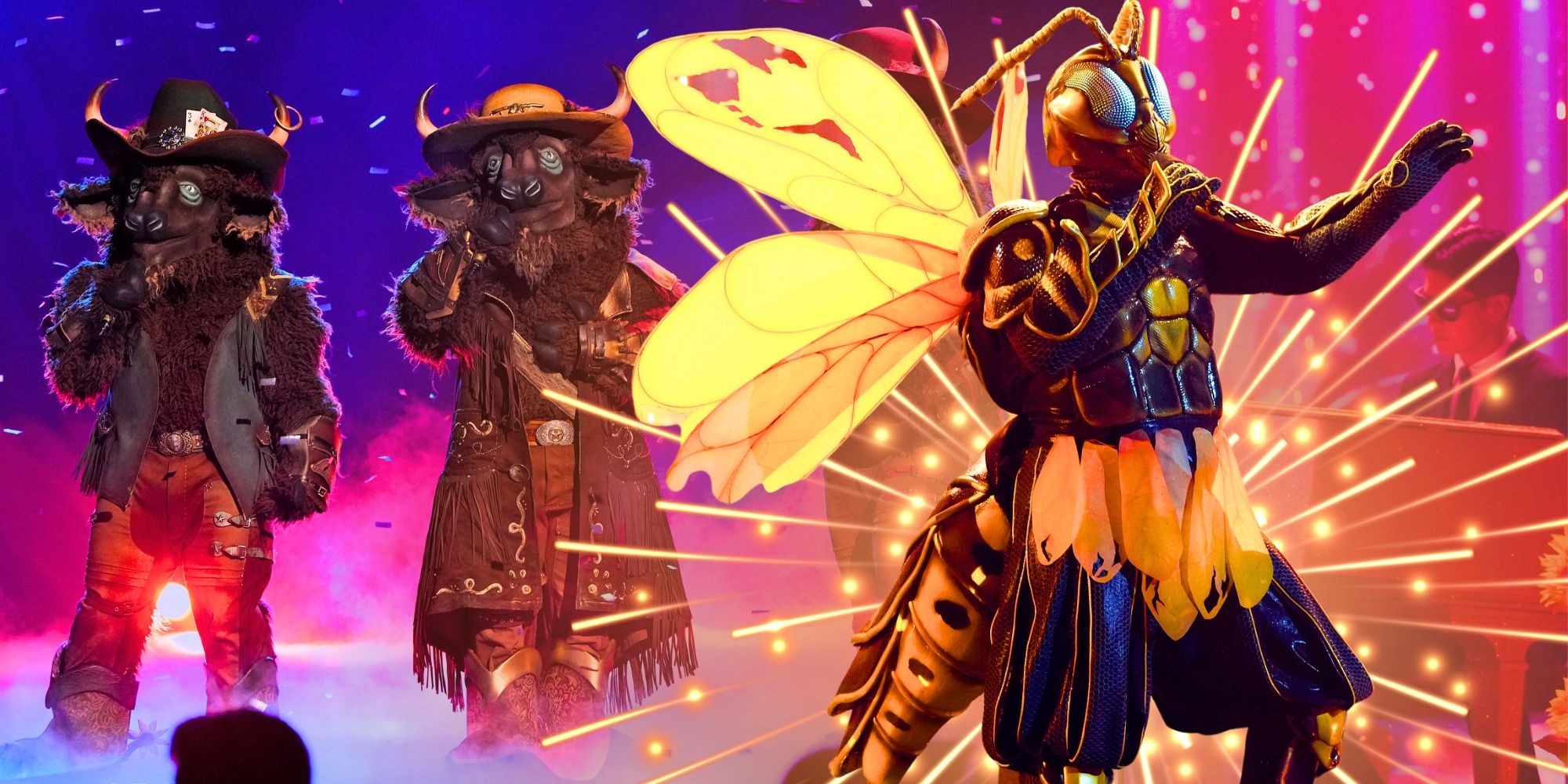 The Masked Singer&rsquo;s Buffalos and Wasp perform on stage.