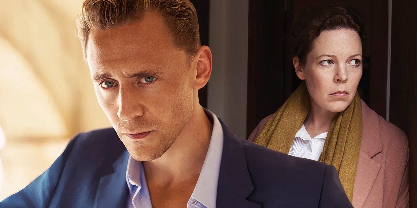 A composite image of Tom Hiddleston and Olivia Colman looking off in The Night Manager