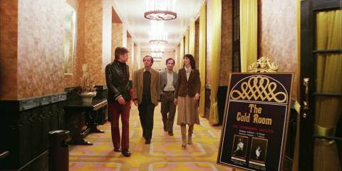Jack (Jack Nicholson) and Wendy (Shelley Duvall) arriving at the Gold Room in The Shining.