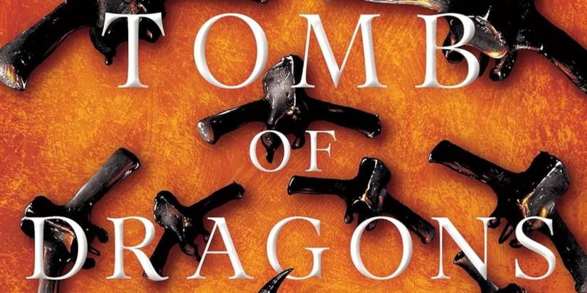 The Tomb of Dragons cover featuring an orange background and black fragments