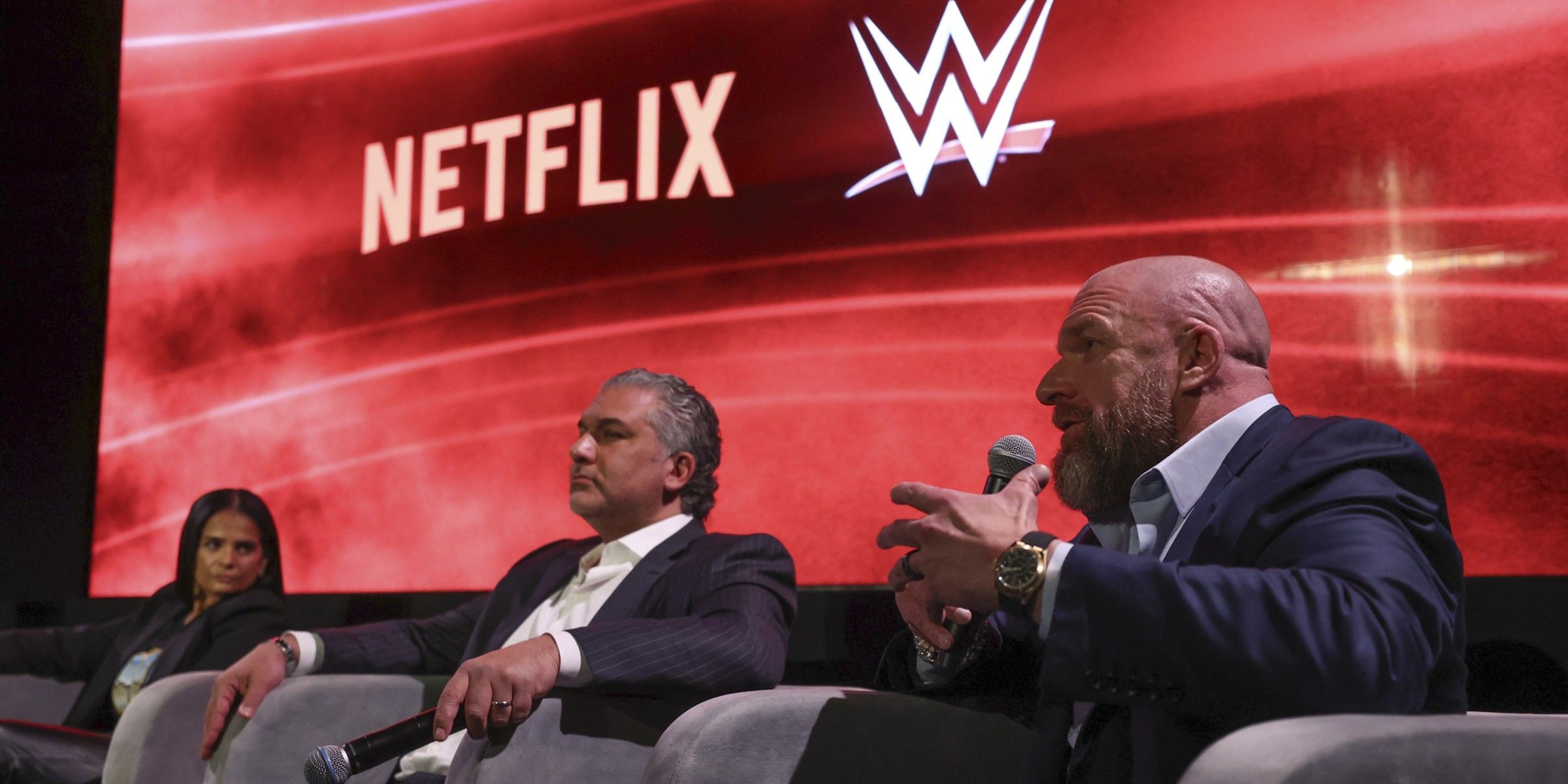 Triple H and Nick Khan at WWE Netflix Event