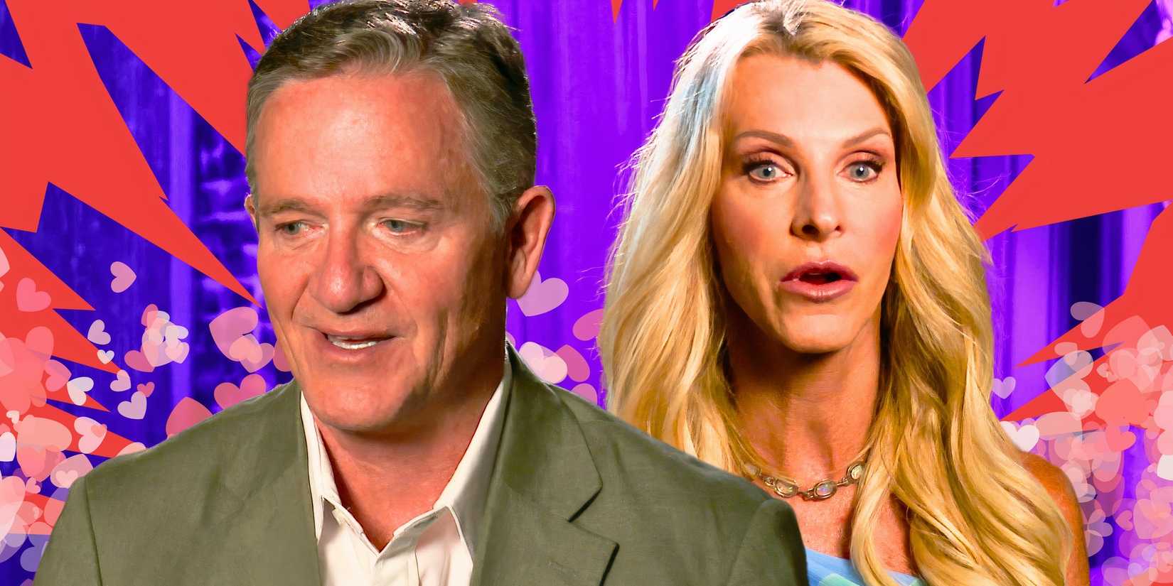 image of chock chapple and joan vassos looking worried from the golden bachelorette