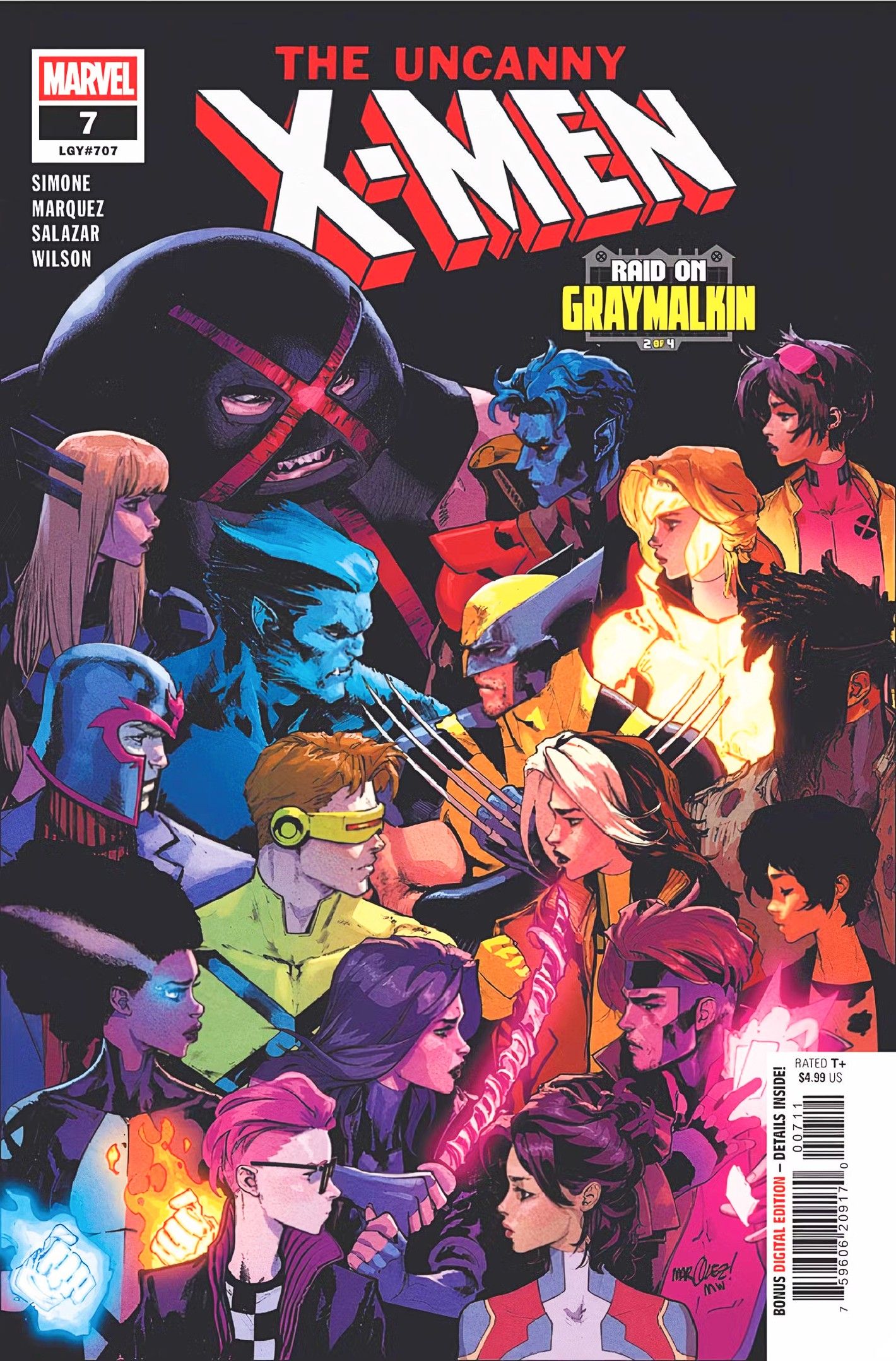 Capa de Uncanny X-Men #7, as equipes de Ciclope e Vampira se enfrentam