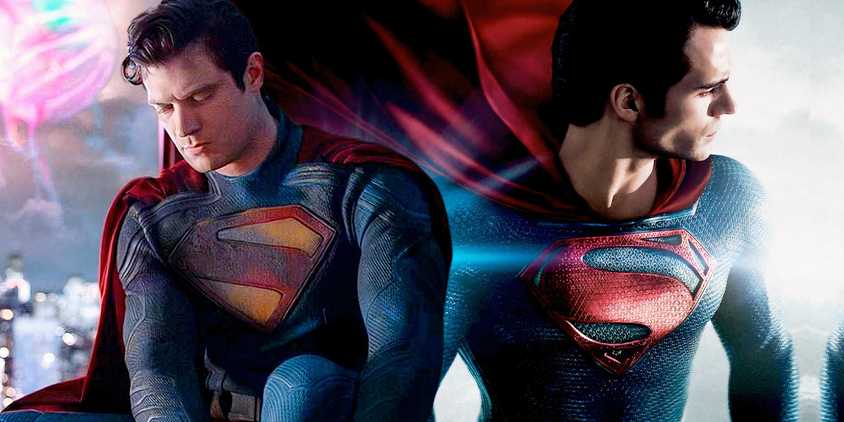 David Corenswet and Henry Cavill as Superman