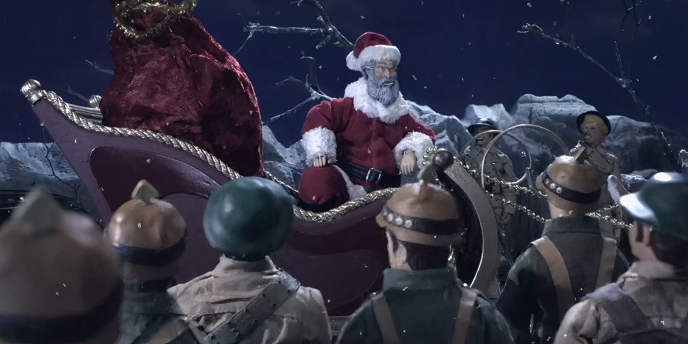 Santa habla con un grupo de soldados en el sketch de Robot Chicken 