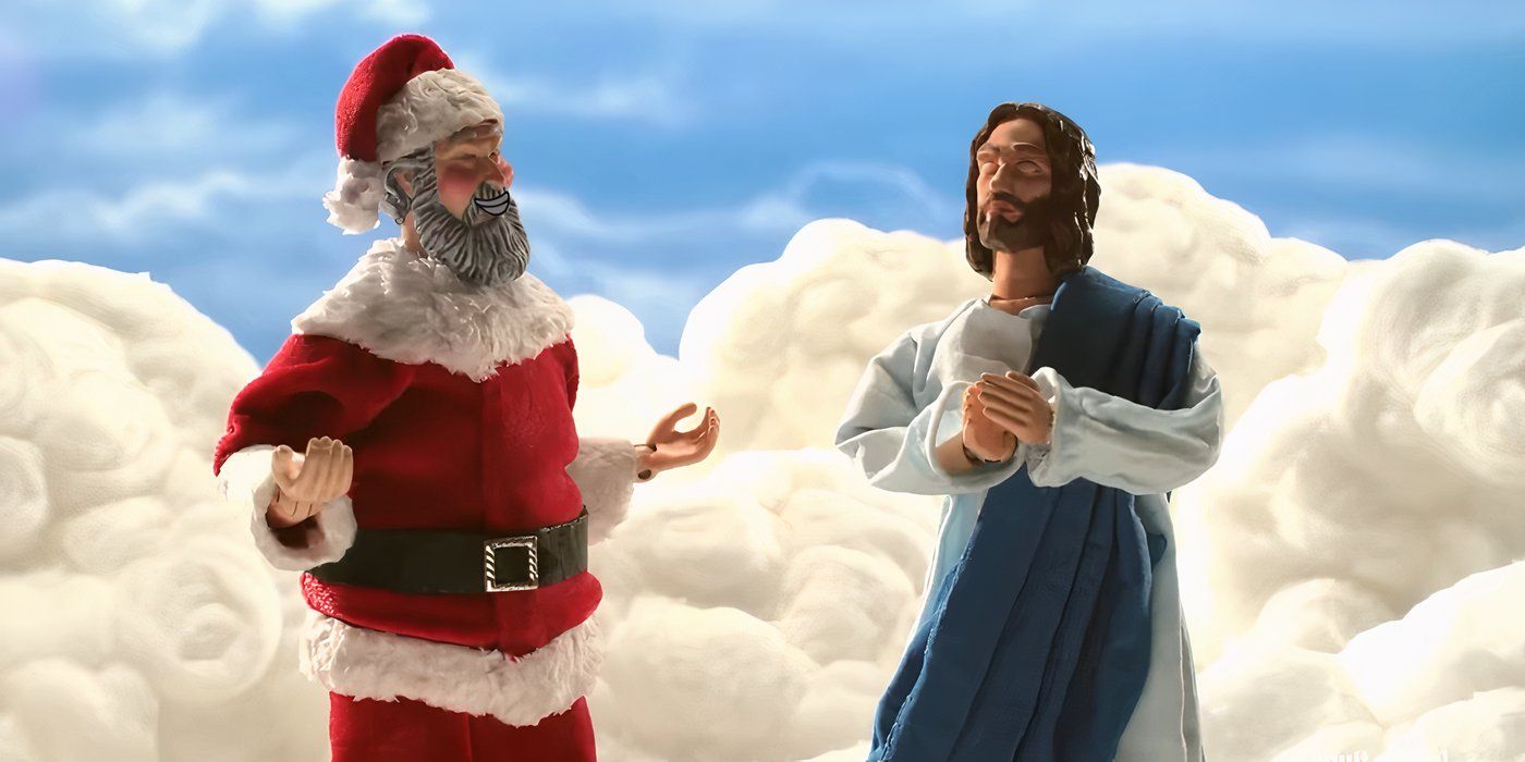 Jesús y Santa hablan en el cielo en el sketch de Robot Chicken 