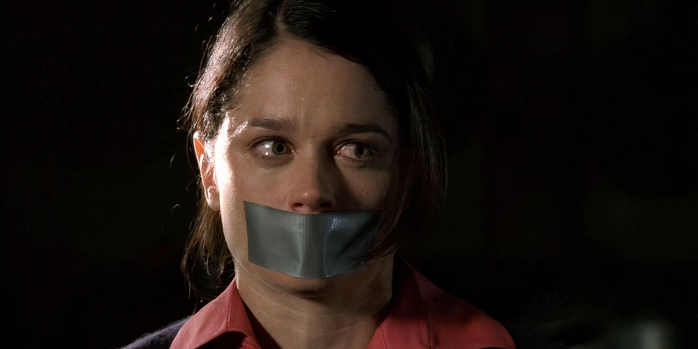 Veronica with duct tape on her mouth in Prison Break