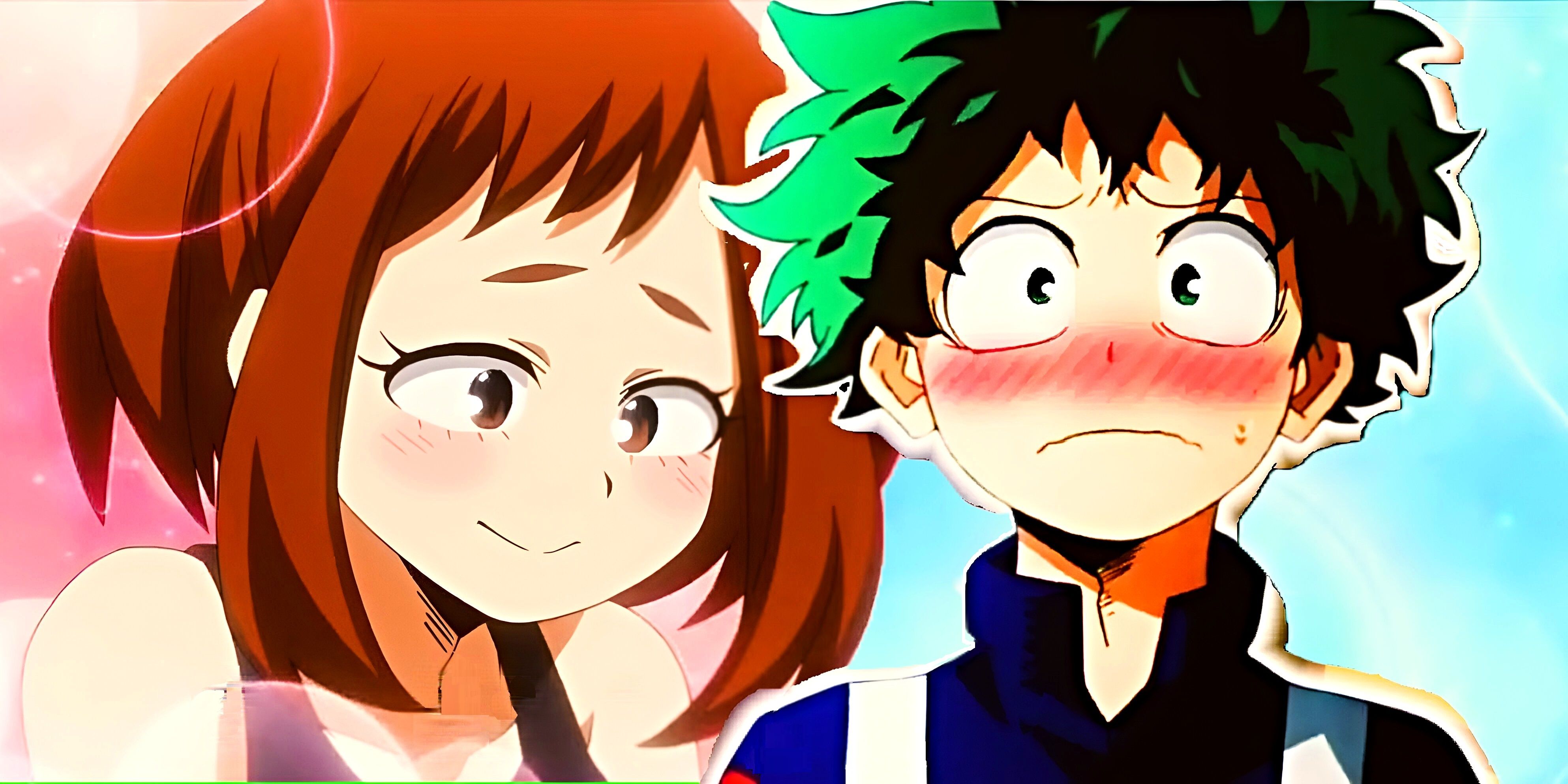 Uraraka and Deku blushing My Hero Academia