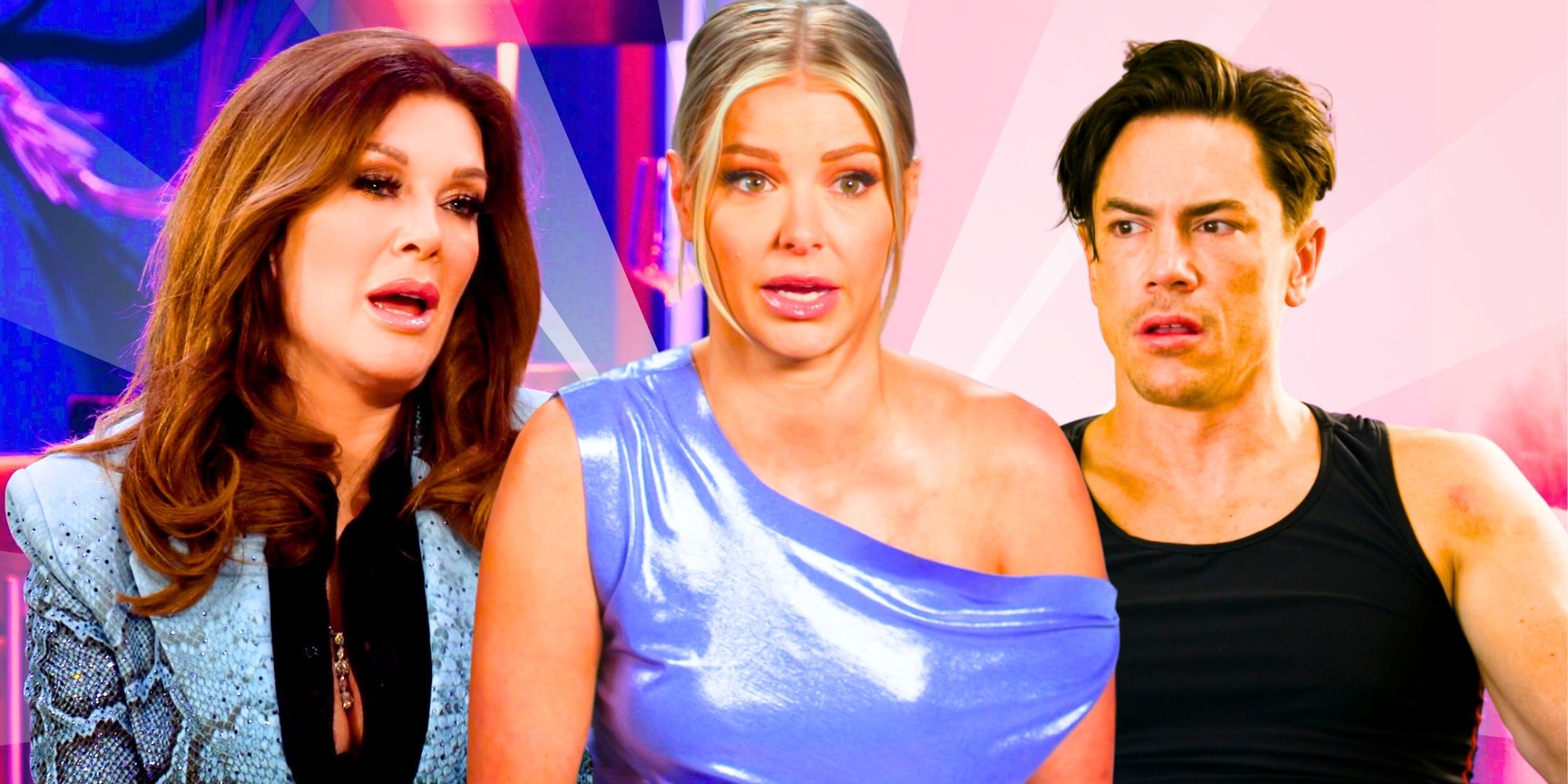 Vanderpump Rules' Lisa Vanderpump, Ariana Madix and Tom Sandoval appear caught off guard.