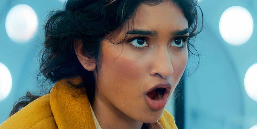 Varada Sethu as Belinda Chandra looking stern in Doctor Who season 15