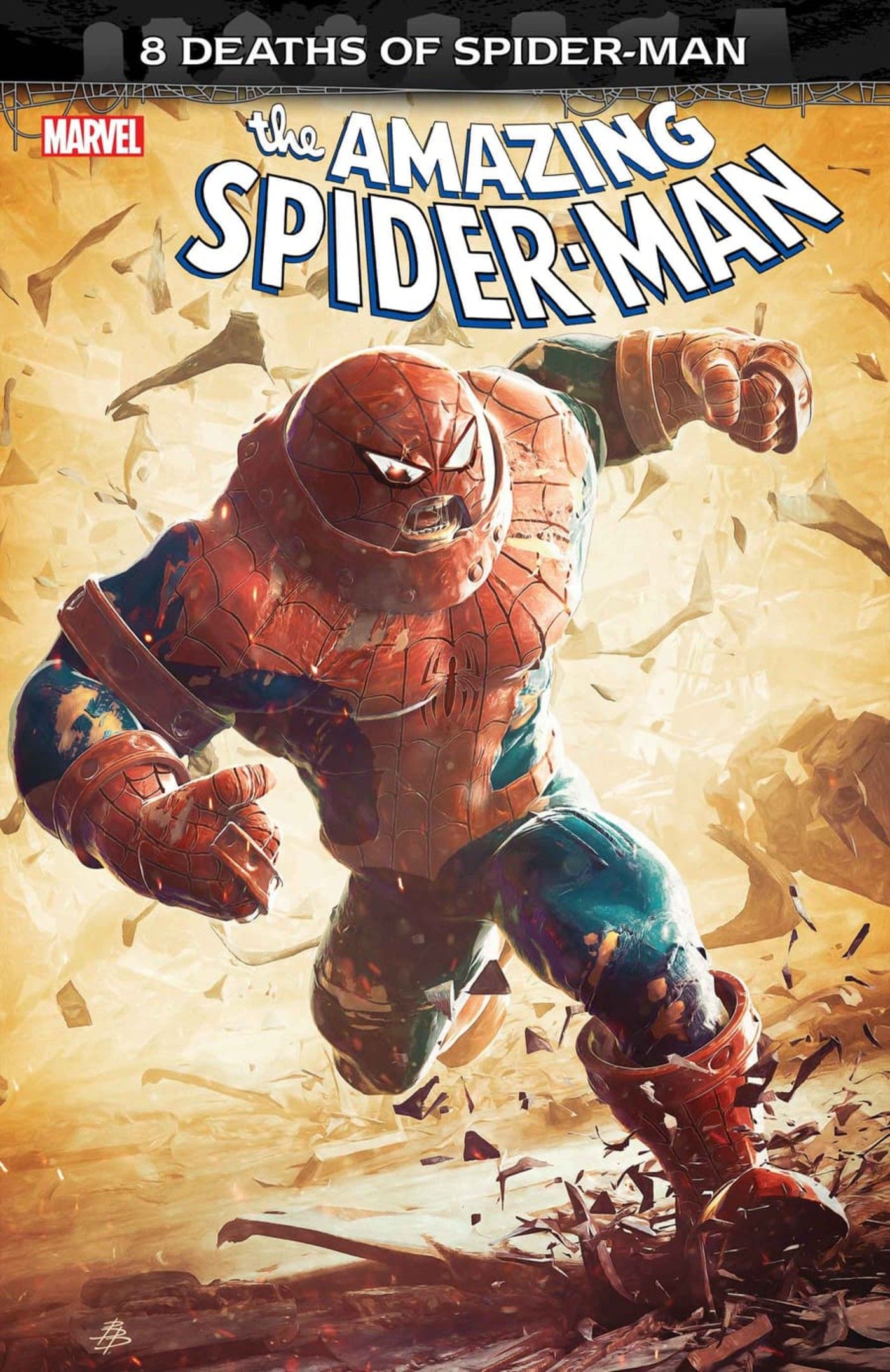 The Amazing Spider-Man variant cover showing Spider-Man as a steamroller