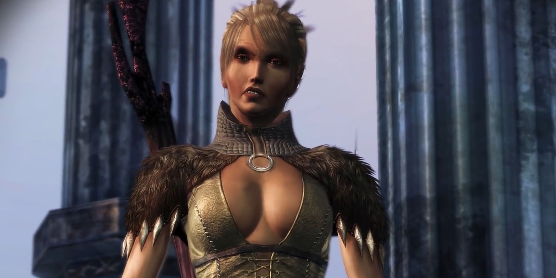 Velanna is not happy to see the player in Dragon Age: Origins DLC Awakenings.