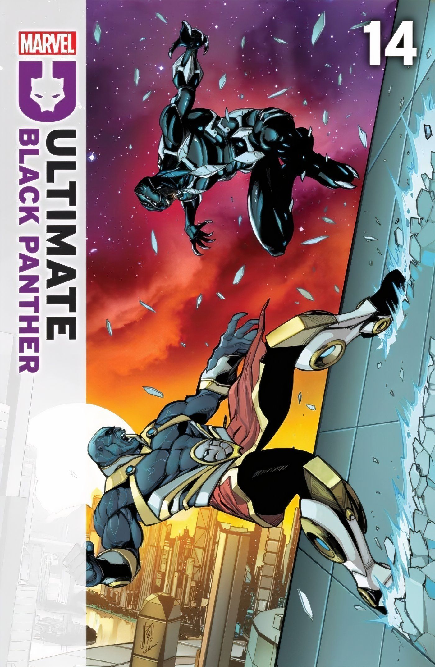 Cover of Ultimate Black Panther #14 featuring Black Panther fighting the Progenitor.