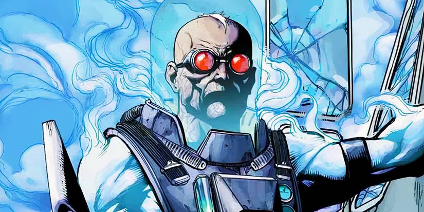 Comic book art: Victor Fries' Mr. Freeze in his helmet in DC Comics