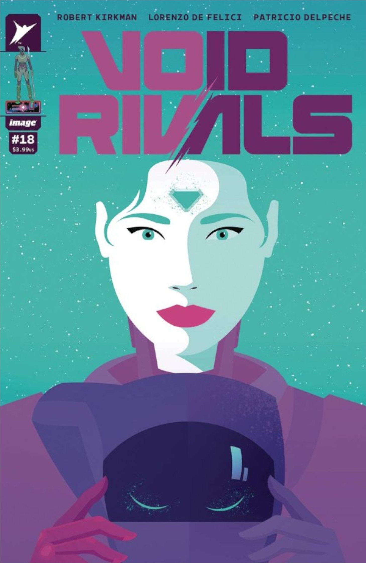 Comic book cover: Solilia takes off her helmet