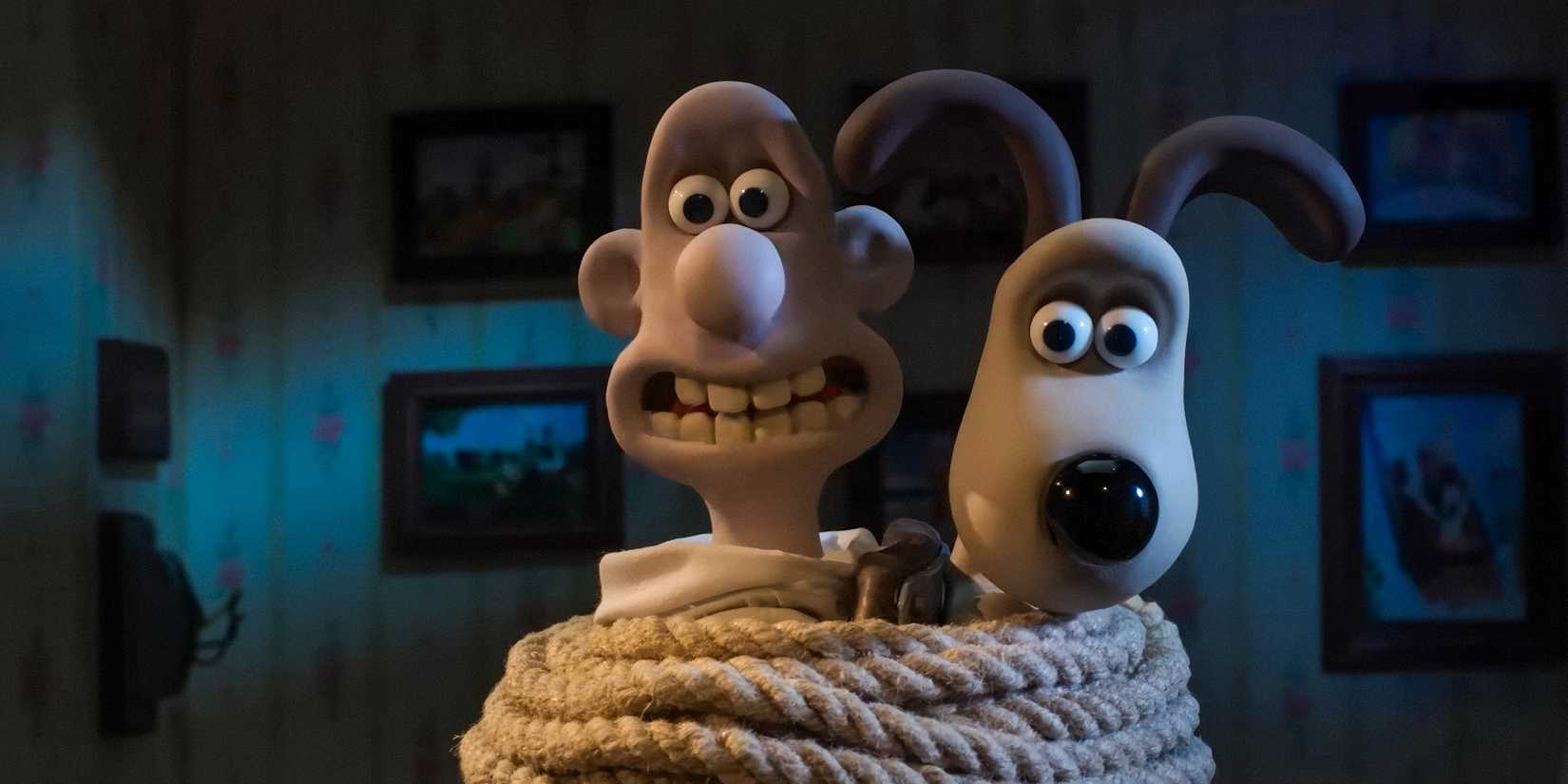 Wallace and Gromit tied back to back in Wallace & Gromit: Vengeance Most Fowl