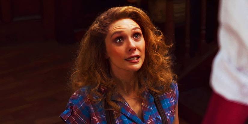 Wanda Maximoff looking up at Vision in WandaVision