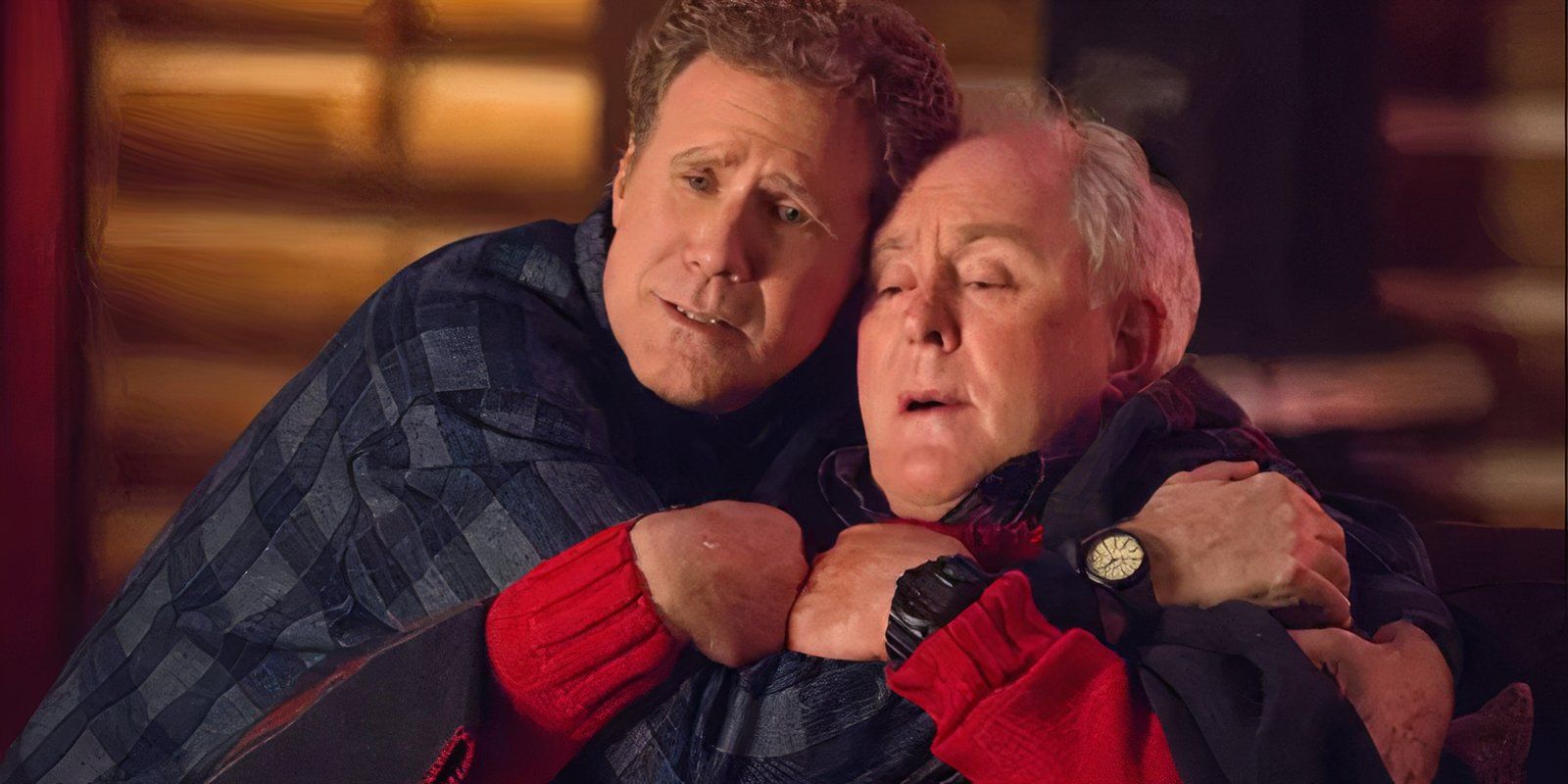 Will Ferrell hugging John Lithgow in Daddy's Home 2