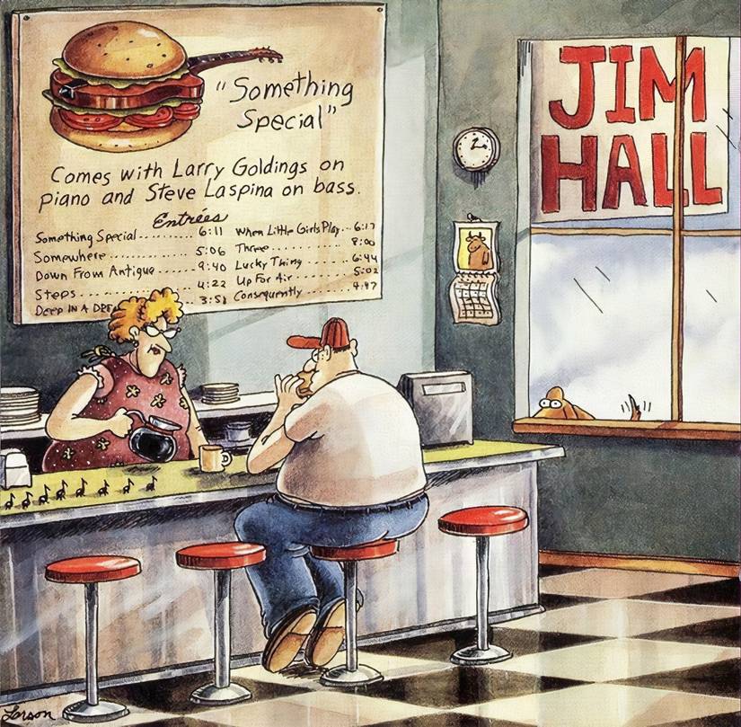 A man eating in a diner in The Far Side.