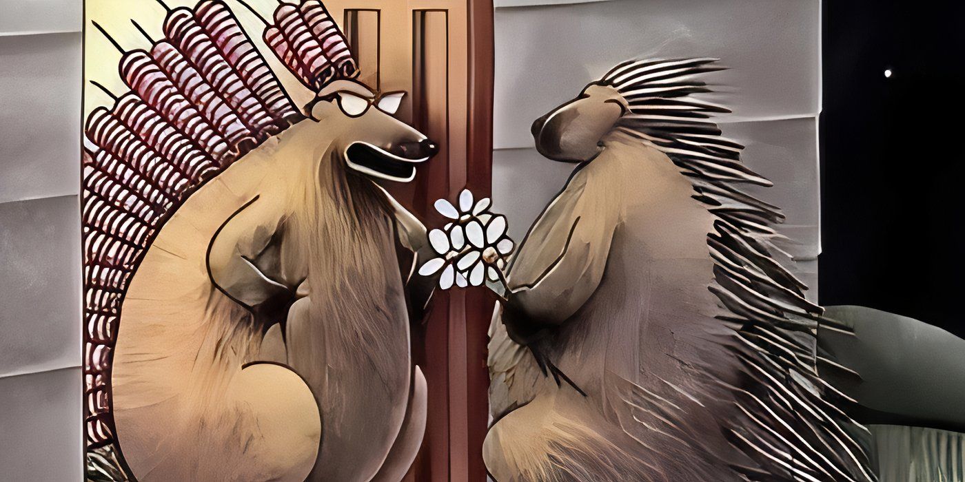 Two porcupines getting ready to go on a date in The Far Side.