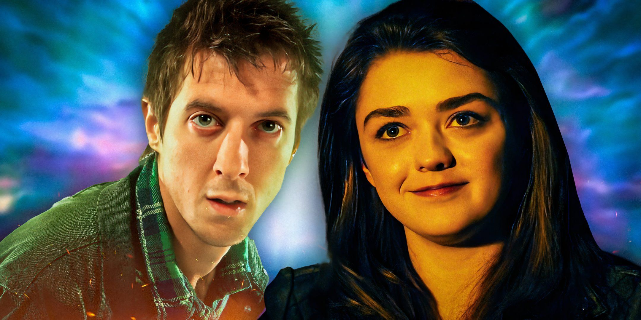 Arthur Darvill as Rory Williams and Maisie Williams as Ashildr in Doctor Who.