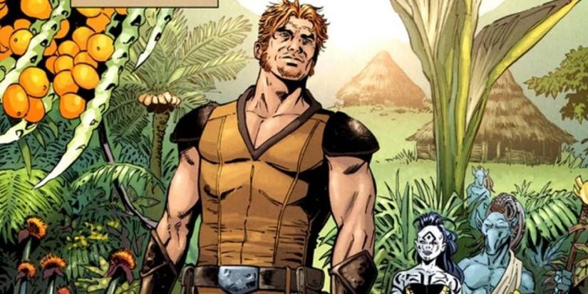 Star Wars' Kol Skywalker with other Jedi Knights behind him on a lush world.