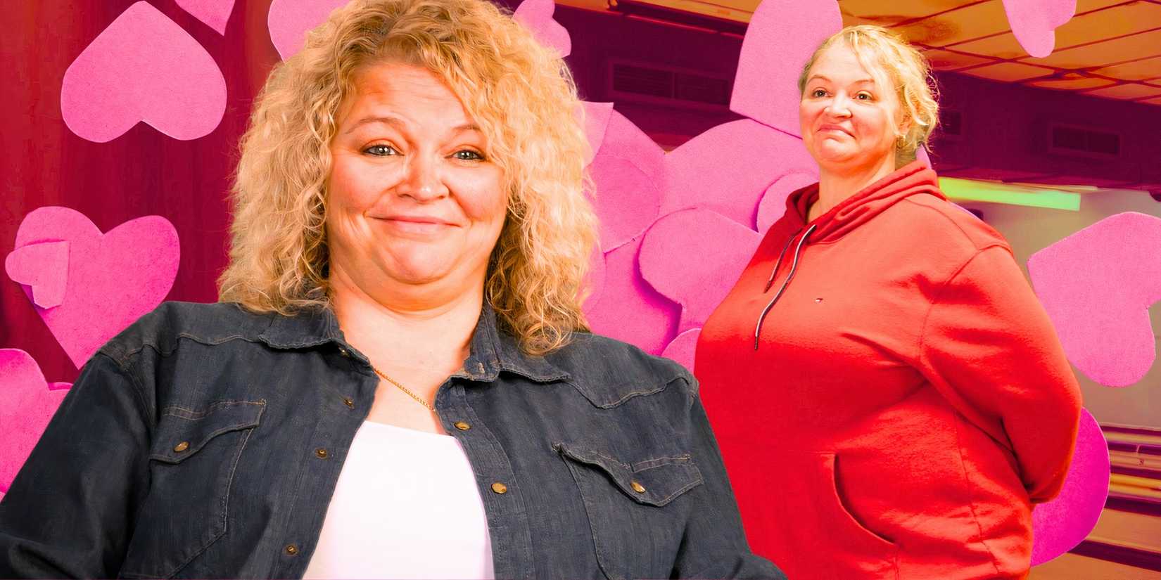 1000-lb Sisters montage of Amanda Halterman with heart background