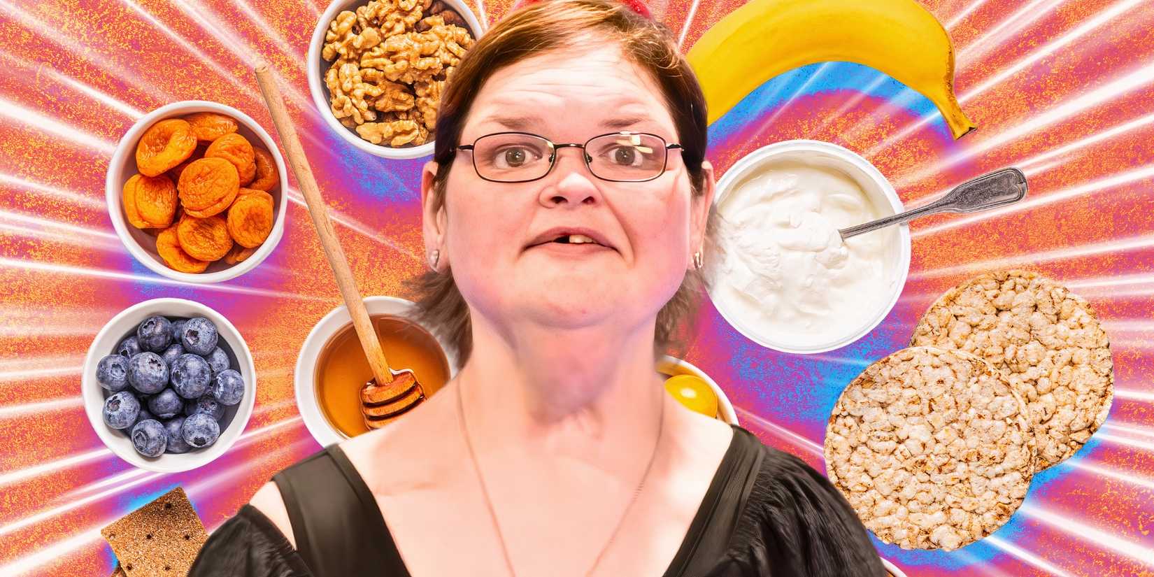 image of tammy slaton with healthy snacks behind her 1000-Lb Sisters