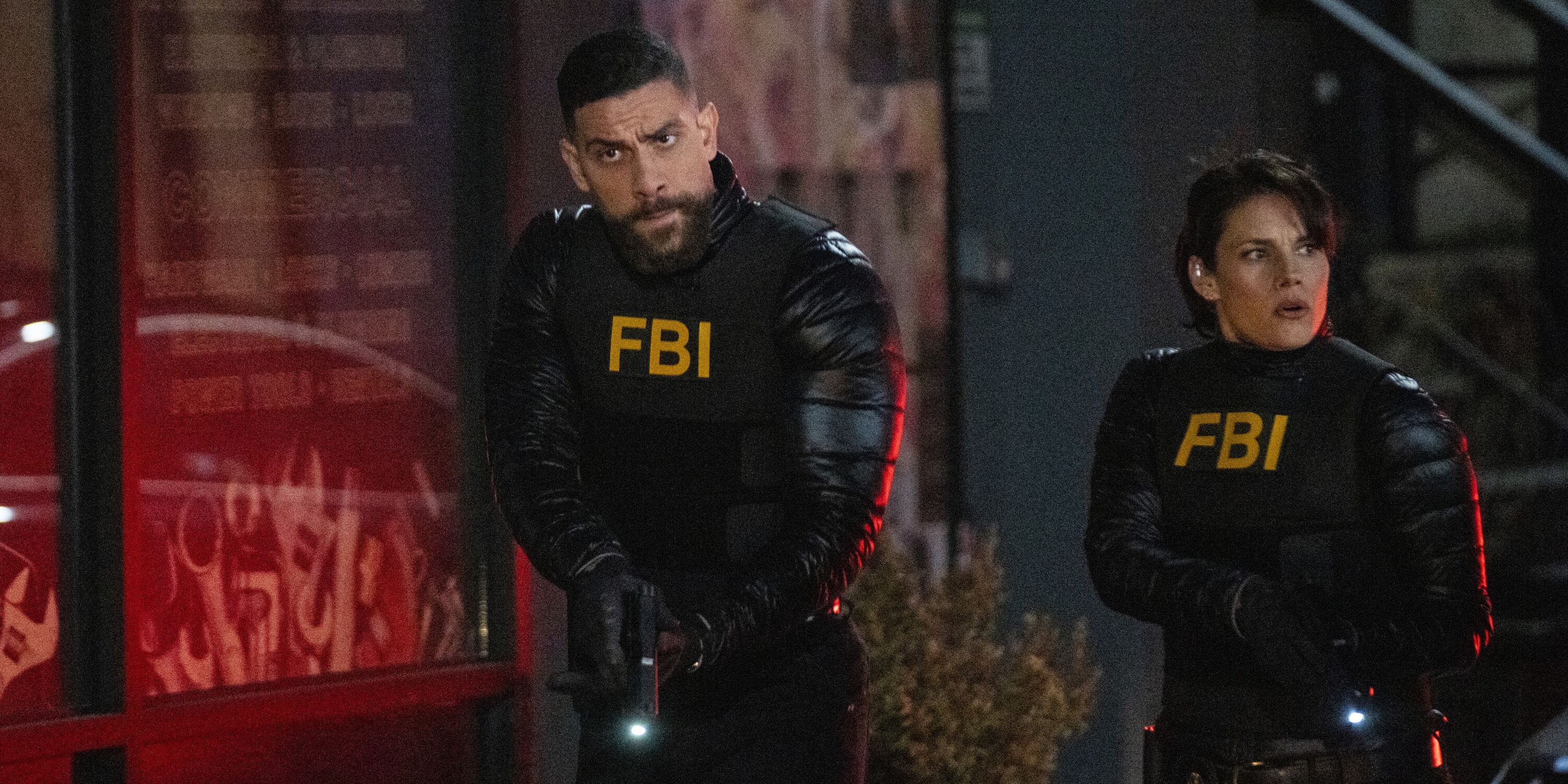 Zeeko Zaki as Special Agent Omar Adom 'OA' Zidan and Missy Peregrym as Special Agent Maggie Bell in FBI Season 7 Episode 9