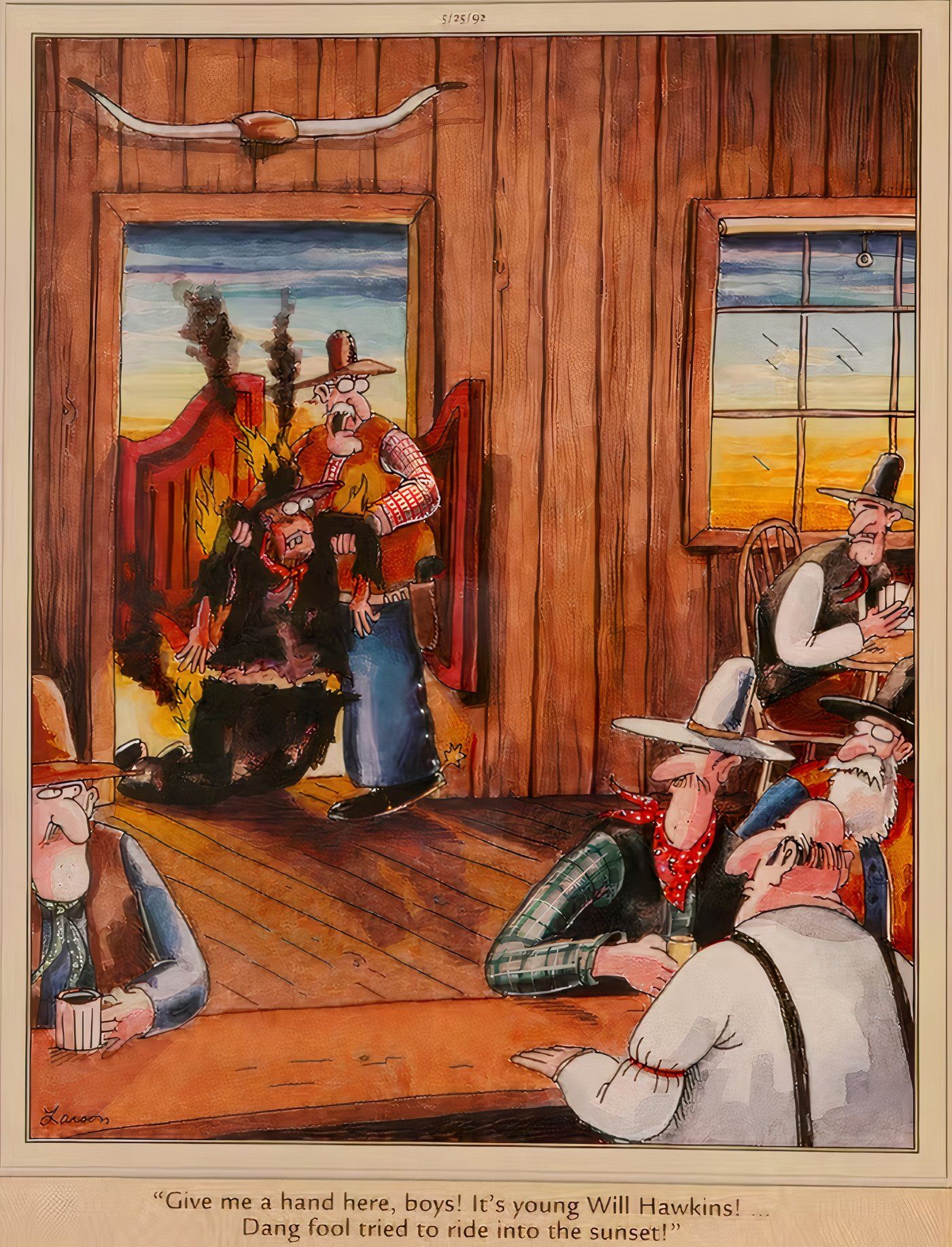 Cowboy "che cavalca verso il tramonto", ma bruciato vivo