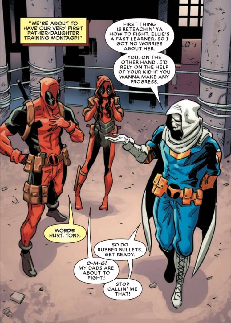 Deadpool #10 by Ziglar and Antônio - Ellie calls Taskmaster her Dad before he re-trains Wade
